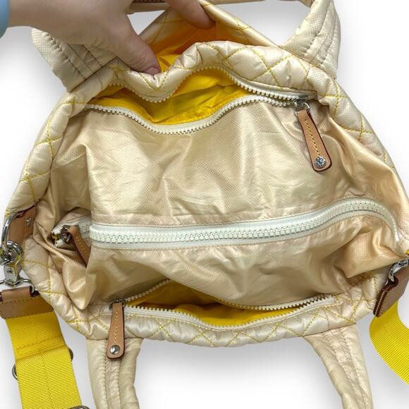 MZ Wallace Sutton Deluxe Small Quilted Gradient Sunflower Yellow Travel Bag - Picture 6 of 13